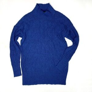 Pendleton Cableknit Mockneck Pullover Cableknit Sweater Blue M